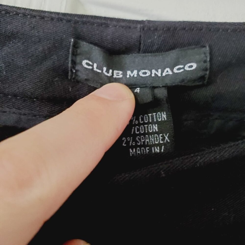 Club Monaco Black Cotton Flare Wide Leg Trousers 4 - Picture 4 of 7